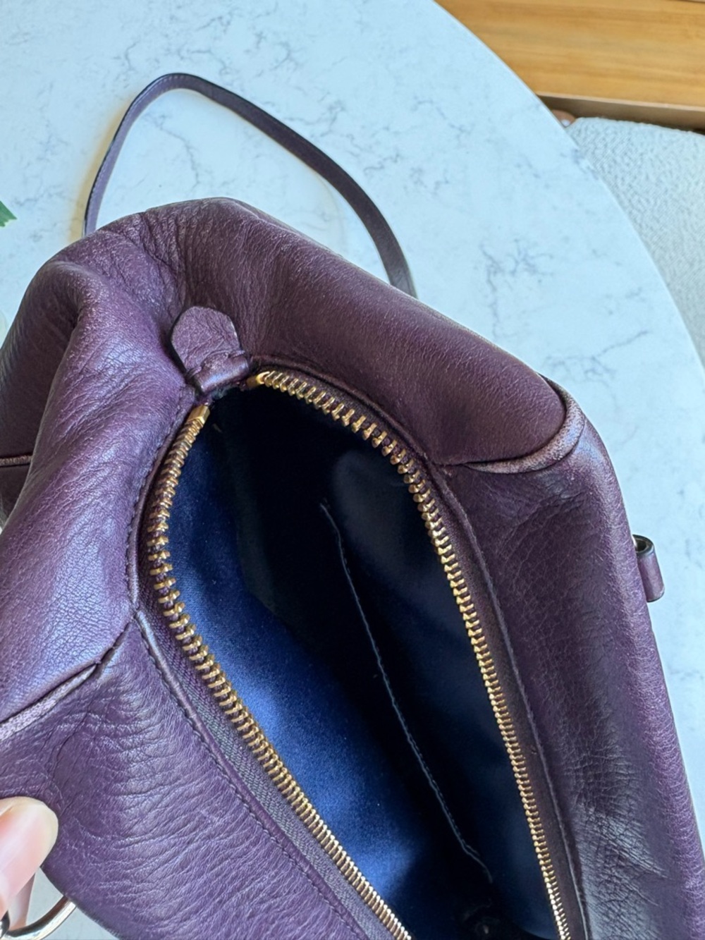 Coach Plum Leather Satchel Handbag - Elegant Purple Shoulder Bag - Picture 10 of 13